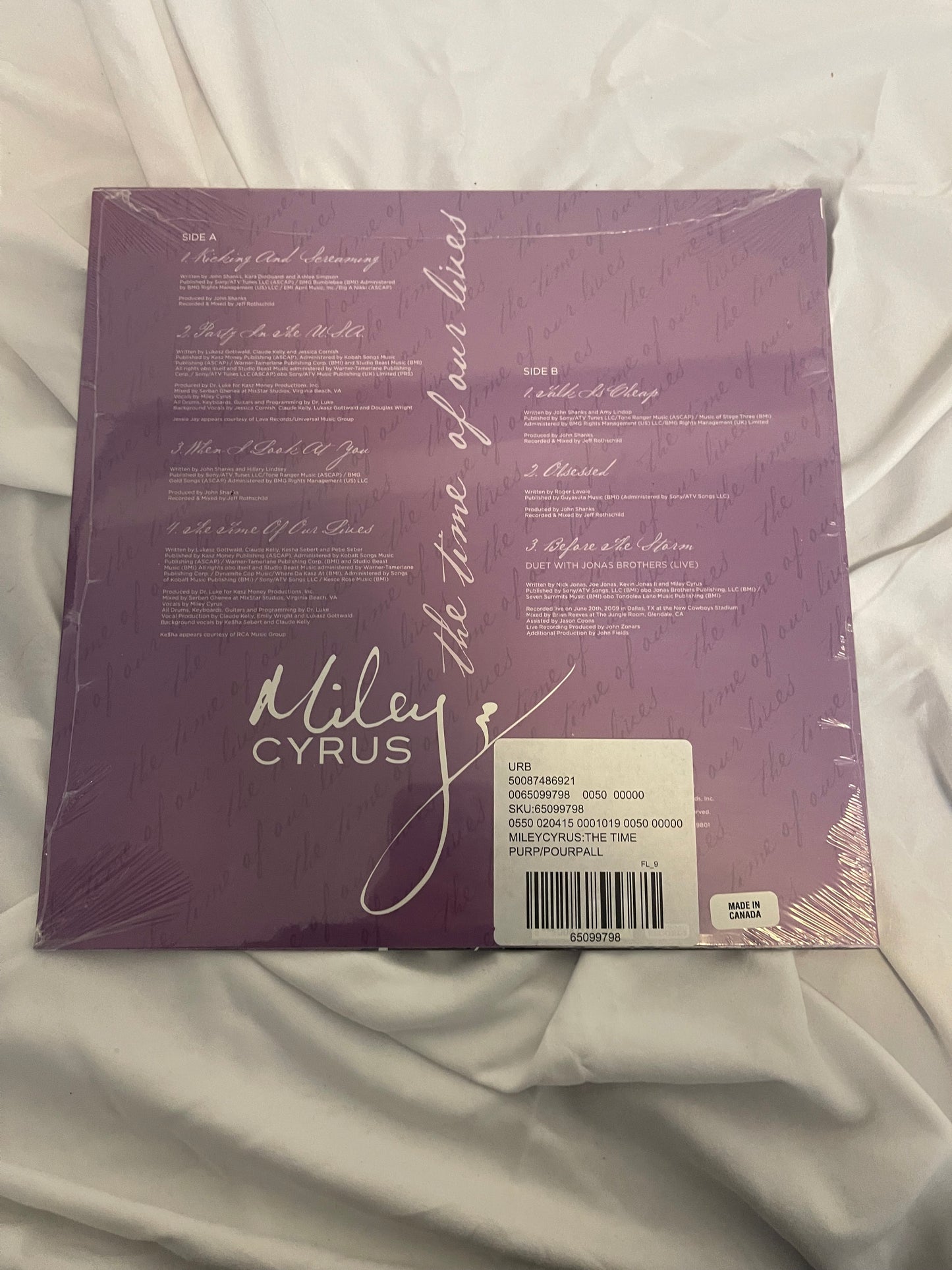 Miley Cyrus - The Time Of Our Lives (Urban Outfitters exclusive white with purple splatter vinyl)